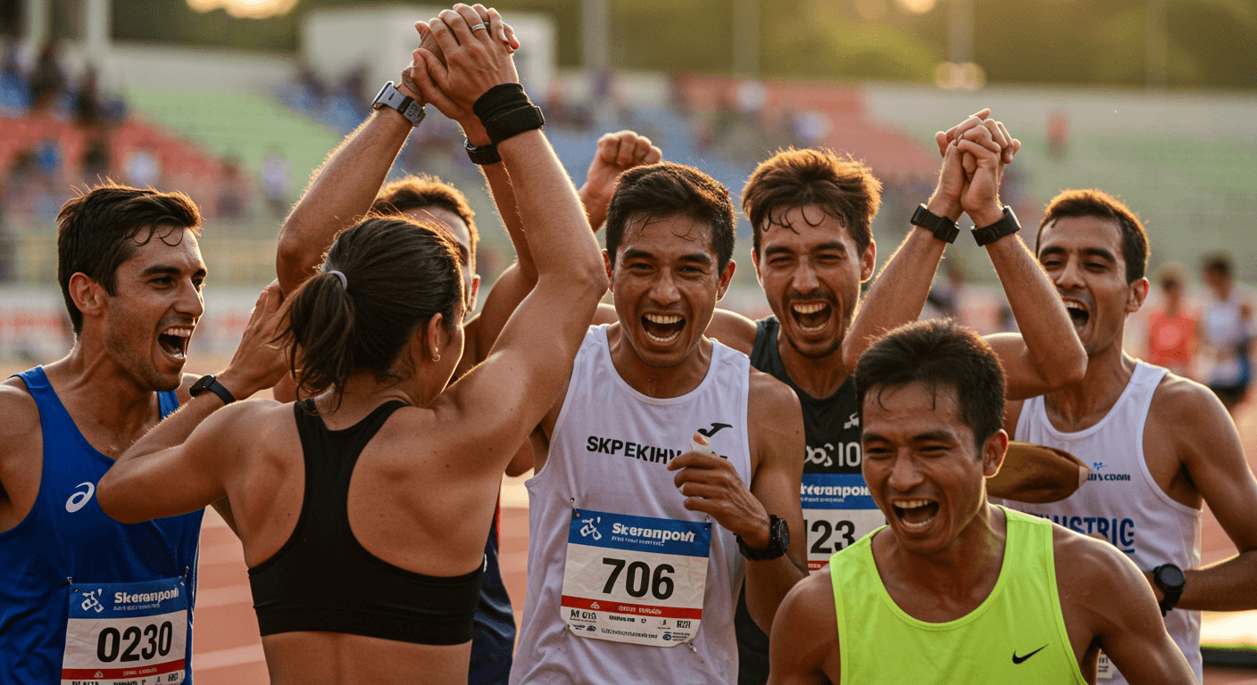Runners Celebrating a Victory