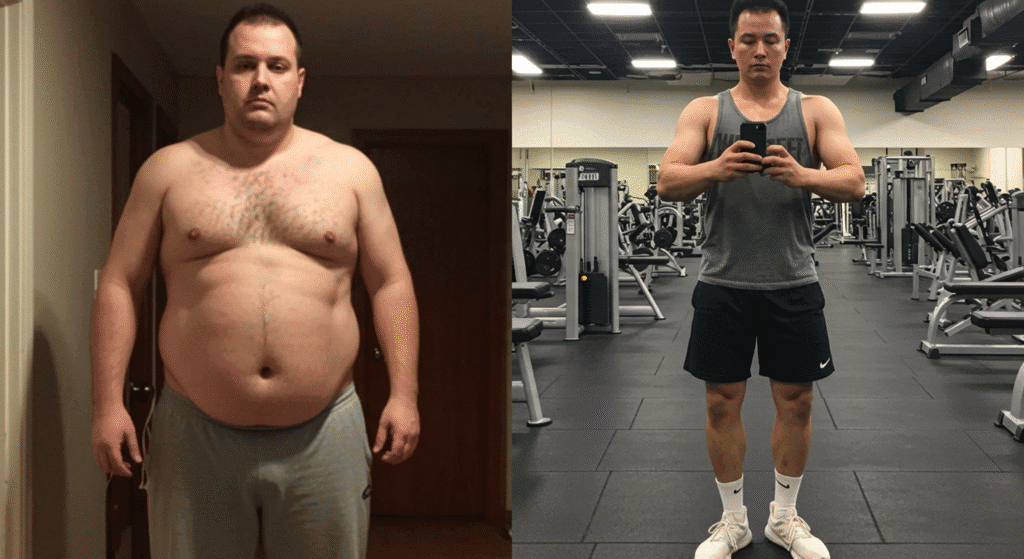 Before and After Pics of Man Getting in Shape