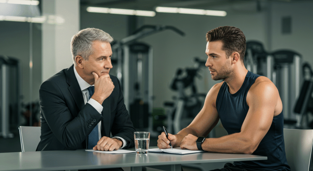 Man Having a Meeting with His Fitness Coach