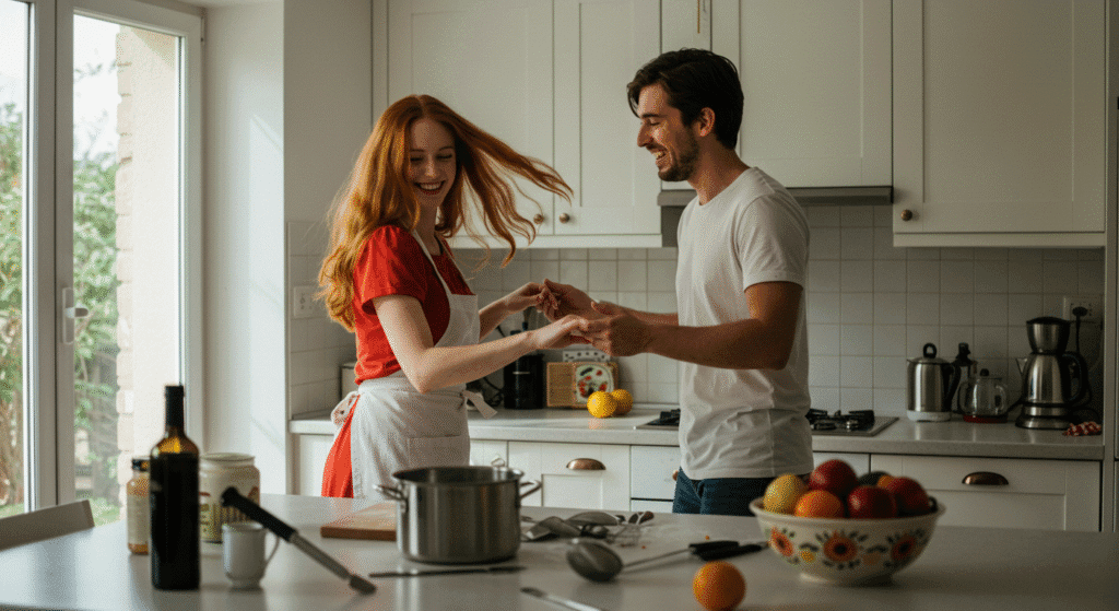 Man and Woman Dancing in the Kitchen