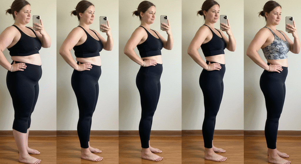 Woman Five Side by Side Pics from Losing Weight